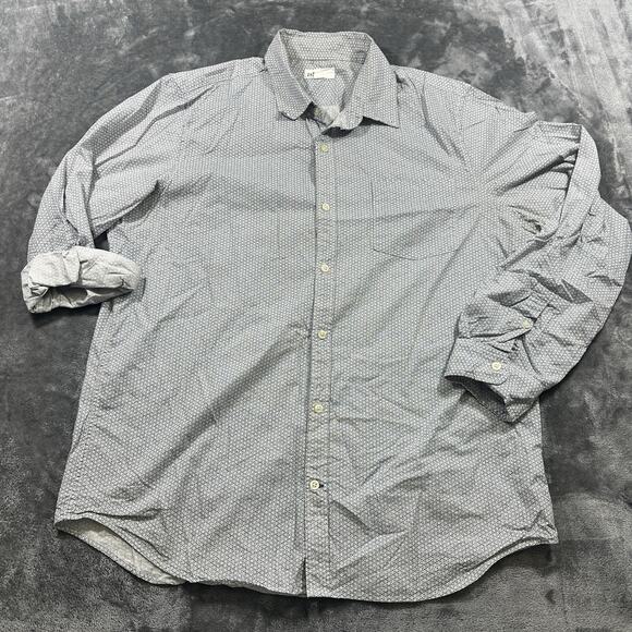GAP Other - Gap Button Down Shirt Mens XL‎ White/Blue Slim Fit Collared Geometric Print